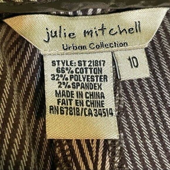 Julie Mitchell Urban Collection Brown White Striped Pants Size 10 Career Casual - Picture 6 of 8